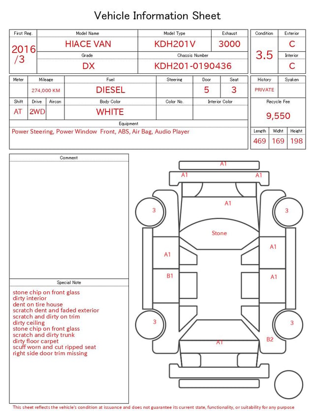 2016 TOYOTA HIACE VAN DX