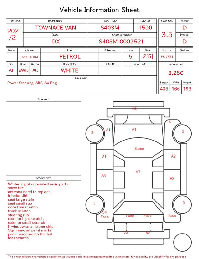 2021 TOYOTA TOWNACE VAN DX