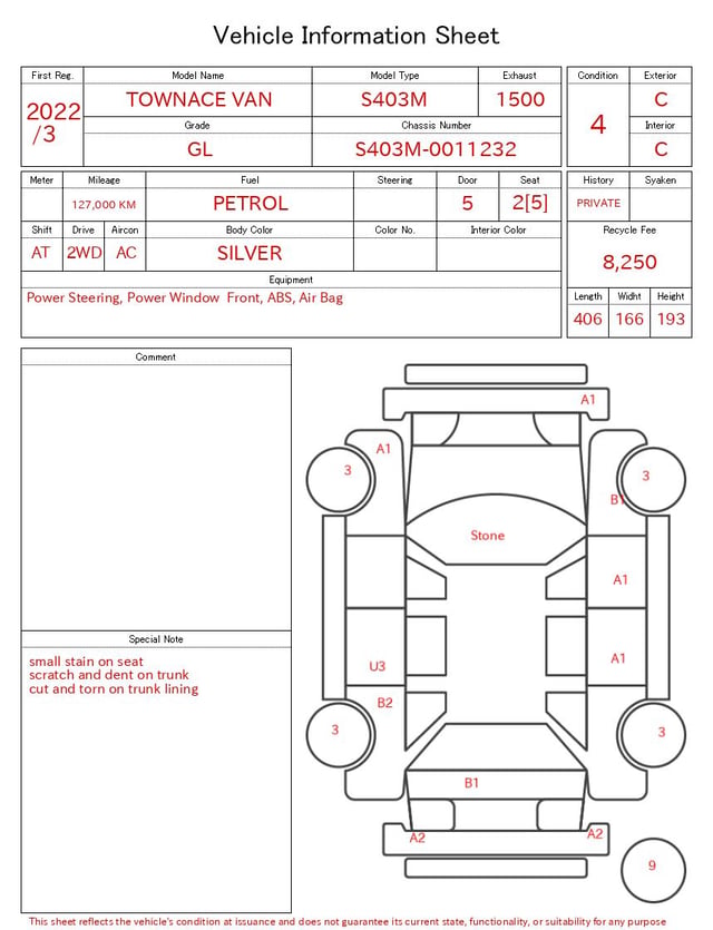 2022 TOYOTA TOWNACE VAN GL