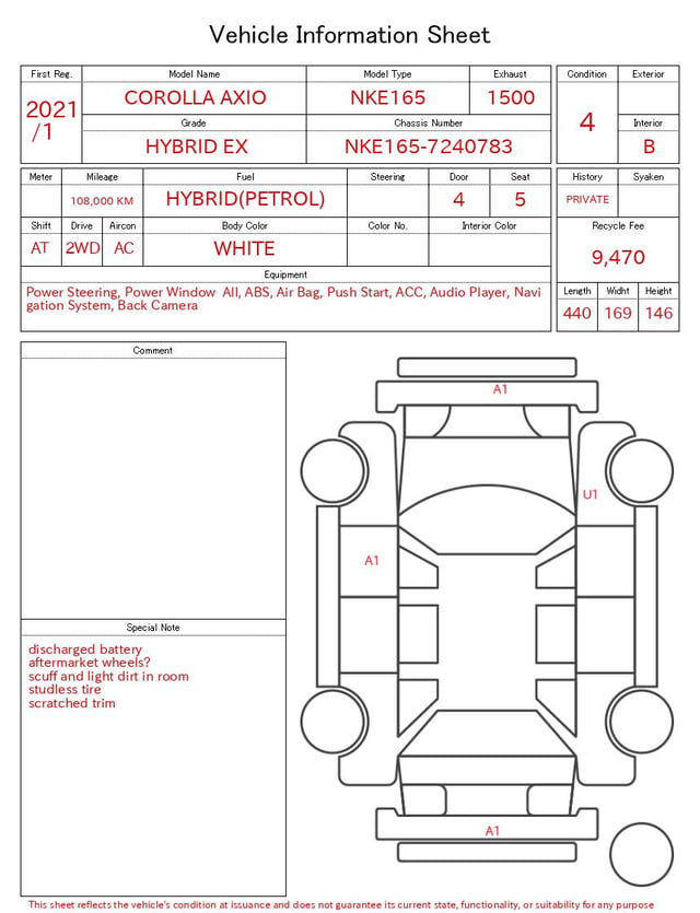 2021 TOYOTA COROLLA AXIO HYBRID EX