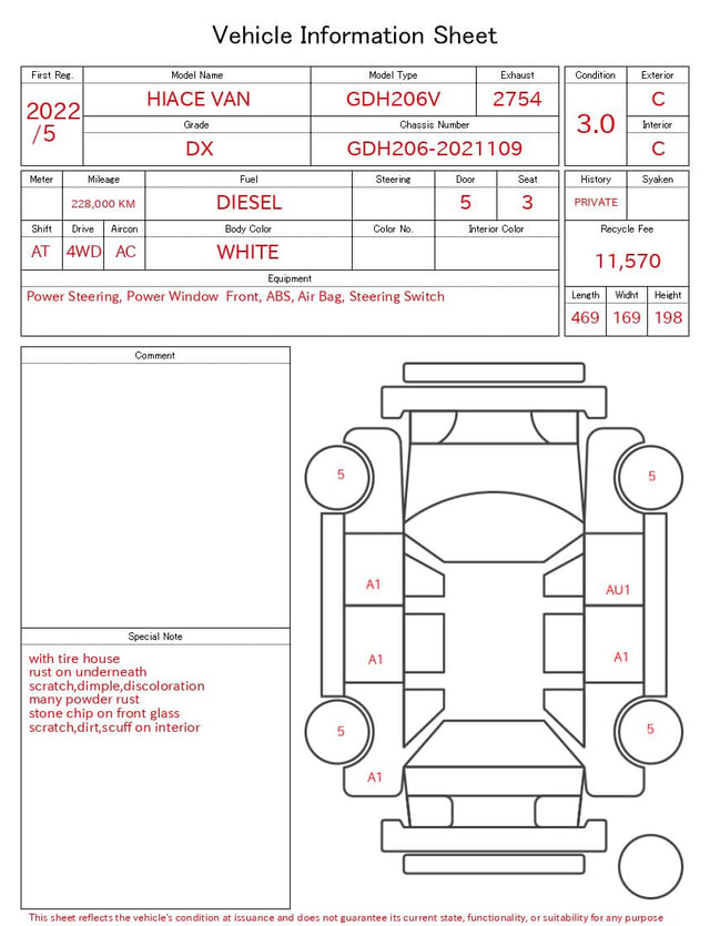 2022 TOYOTA HIACE VAN DX