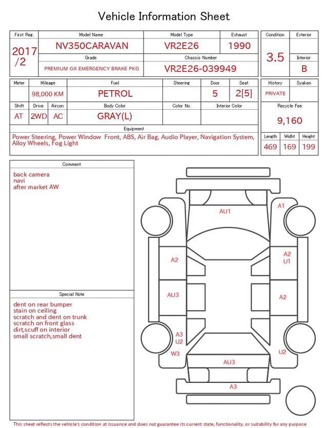 2017 NISSAN NV350CARAVAN PREMIUM GX EMERGENCY BRAKE PKG