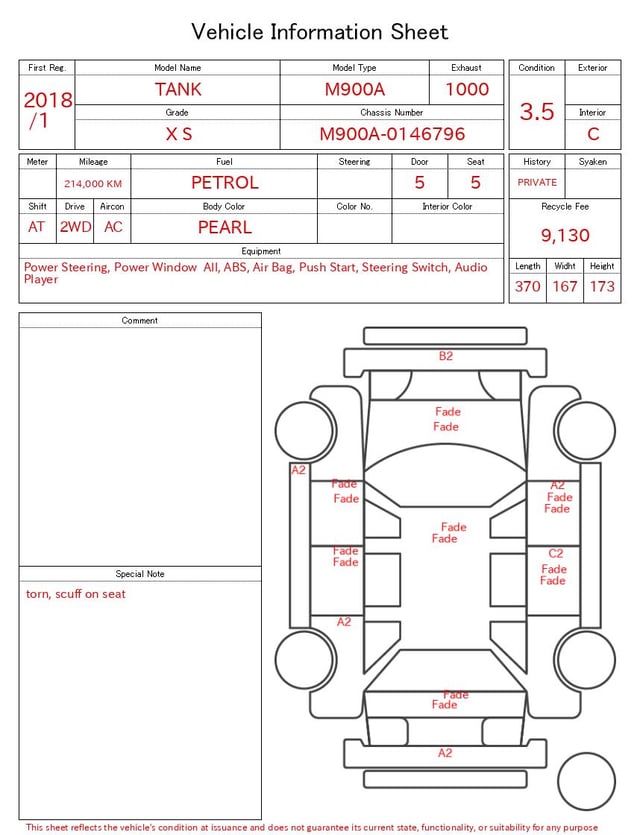 2018 TOYOTA TANK X S