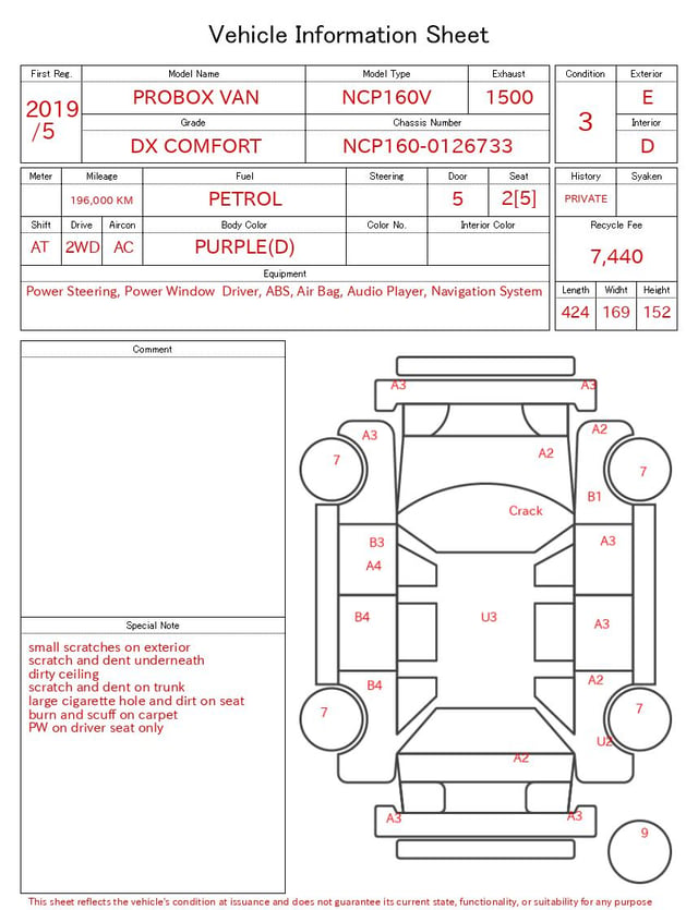 2019 TOYOTA PROBOX VAN DX COMFORT