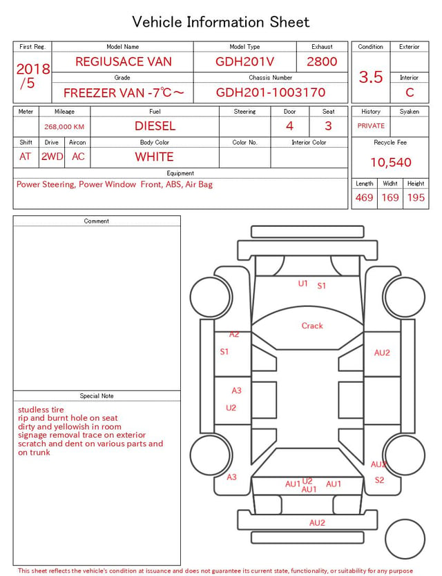 2018 TOYOTA REGIUSACE VAN FREEZER VAN -7℃～