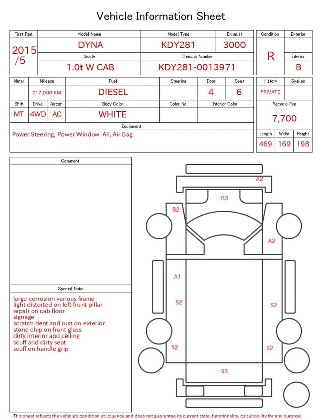 2015 TOYOTA DYNA 1.0t W CAB