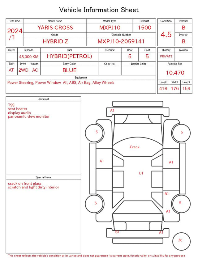 2024 TOYOTA YARIS CROSS HYBRID Z