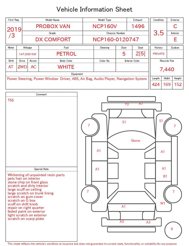 2019 TOYOTA PROBOX VAN DX COMFORT