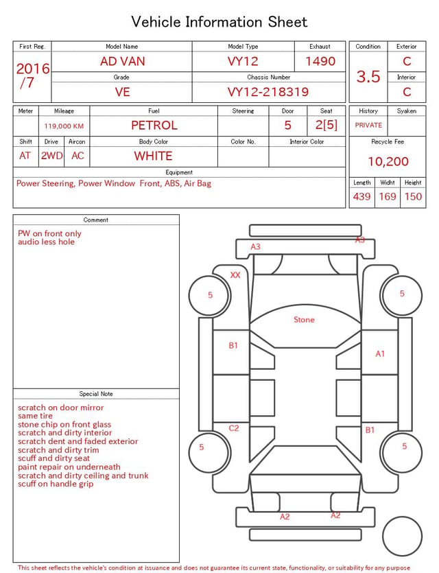 2016 NISSAN AD VAN VE
