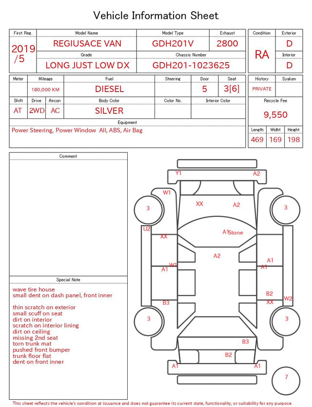 2019 TOYOTA REGIUSACE VAN LONG JUST LOW DX