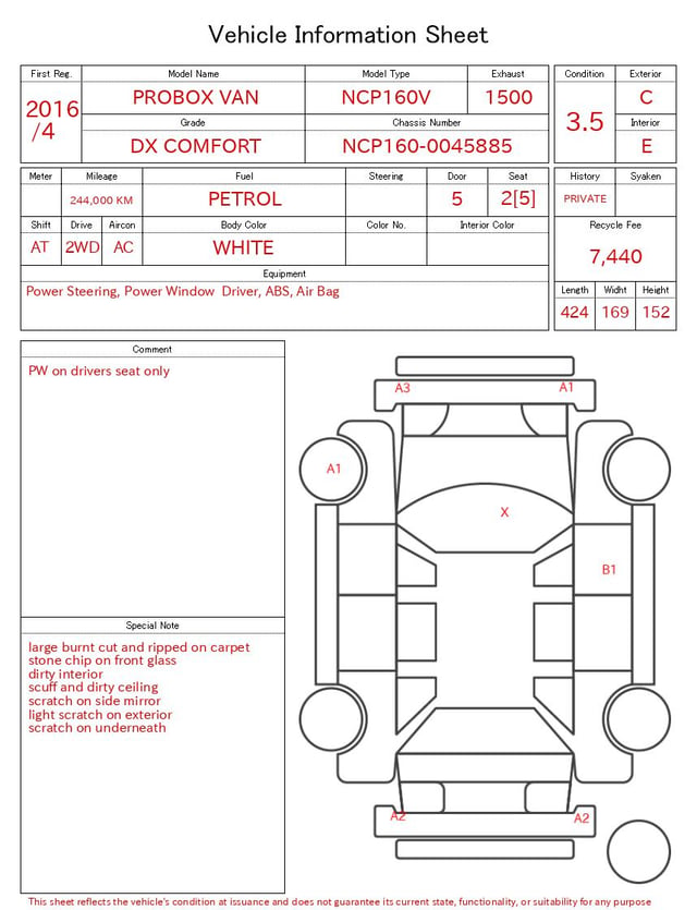 2016 TOYOTA PROBOX VAN DX COMFORT