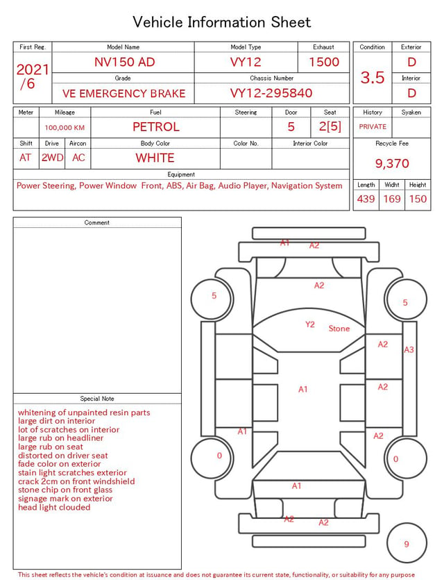 2021 NISSAN NV150 AD VE EMERGENCY BRAKE