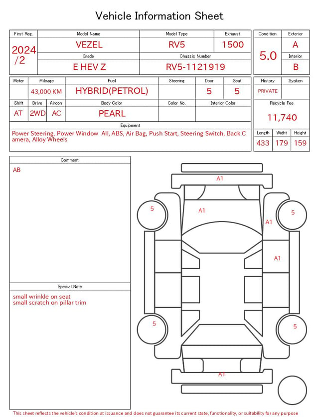 2024 HONDA VEZEL E HEV Z