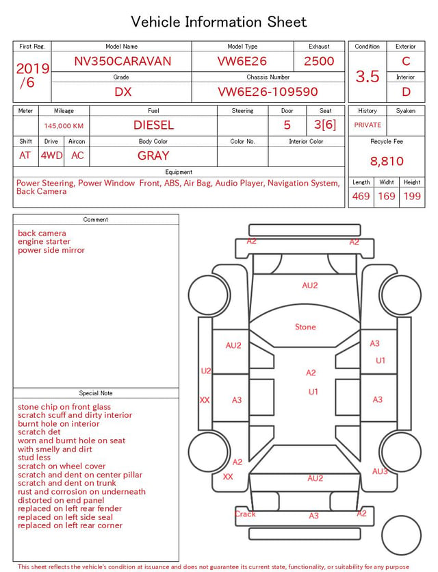 2019 NISSAN NV350CARAVAN DX
