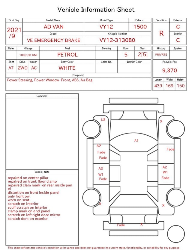 2021 NISSAN AD VAN VE EMERGENCY BRAKE