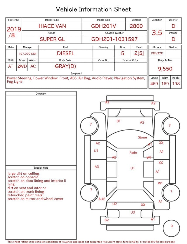 2019 TOYOTA HIACE VAN SUPER GL