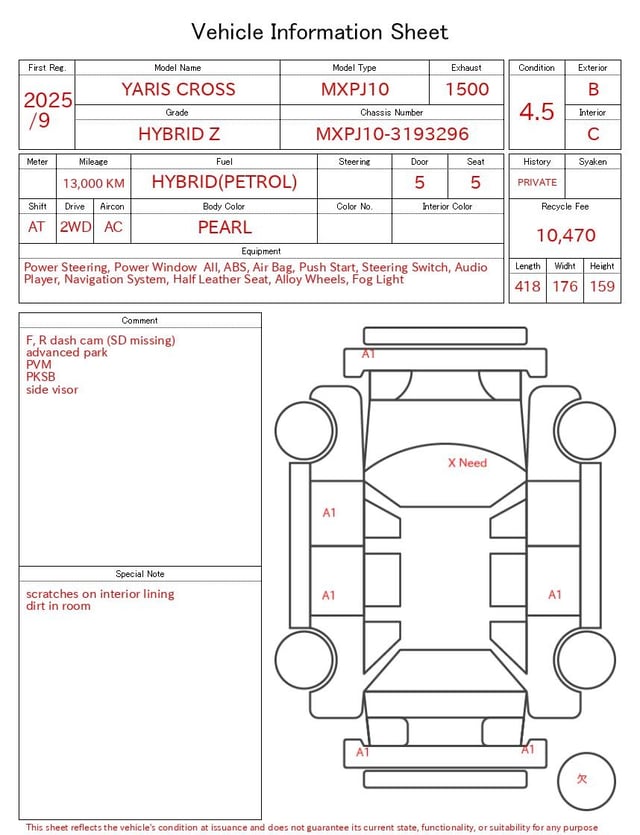 2025 TOYOTA YARIS CROSS HYBRID Z