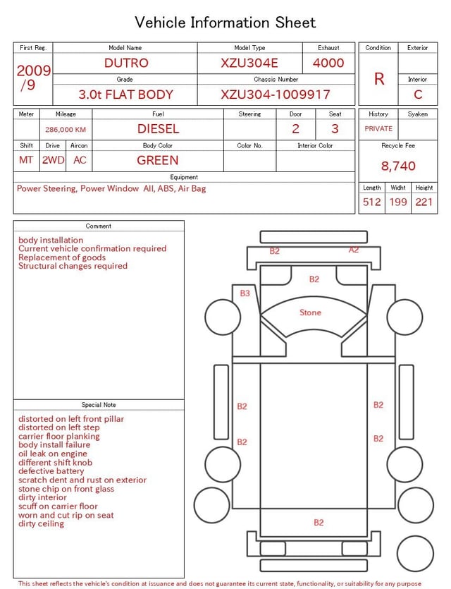 2009 HINO DUTRO 3.0t FLAT BODY